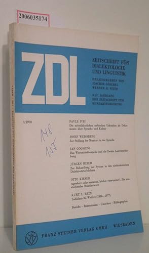 Seller image for ZDL Zeitschrift fr Dialektologie und Linguistik XLV. Jahrgang der Zeitschrift fr Mundartforschung * 3/1978 for sale by ralfs-buecherkiste