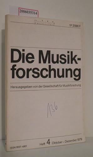 Seller image for Die Musikforschung - Heft 4 * Oktober-Dezember 1979 for sale by ralfs-buecherkiste