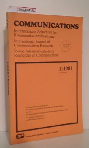 Bild des Verkufers fr COMMUNICATIONS - 1/1981 * 7. Jahrgang Internationale Zeitschrift fr Kommunikationsforschung zum Verkauf von ralfs-buecherkiste