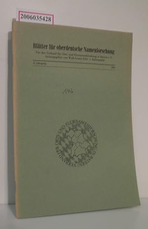 Bild des Verkufers fr Bltter fr oberdeutsche Namenforschung 21. Jahrgang * 1984 zum Verkauf von ralfs-buecherkiste