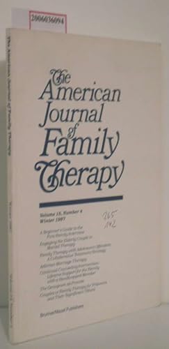 Bild des Verkufers fr The American Journal of Family Therapy Volume 15 - Number 4 - Winter 1987 zum Verkauf von ralfs-buecherkiste
