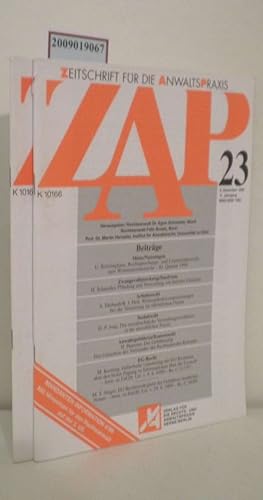 Bild des Verkufers fr ZAP Zeitschrift fr die Anwaltspraxis Heft 23 und 24 zum Verkauf von ralfs-buecherkiste