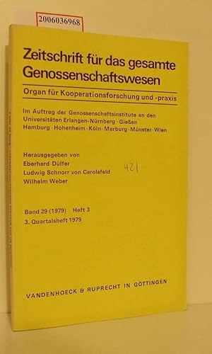 Bild des Verkufers fr Zeitschrift fr das gesamte Genossenschaftswesen - Band 29 (1979) * Heft 3 * 3. Quartalsheft 1979 Organ fr Kooperationsforschung und -praxis zum Verkauf von ralfs-buecherkiste