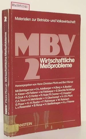 Bild des Verkufers fr Wirtschaftliche Meprobleme. (=Materialien zur Betriebs- und Volkswirtschaft (MBV, Band 2). zum Verkauf von ralfs-buecherkiste