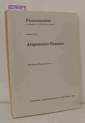 Imagen del vendedor de Allgemeine Theorie. ( = Phonometrie, 2) . a la venta por ralfs-buecherkiste