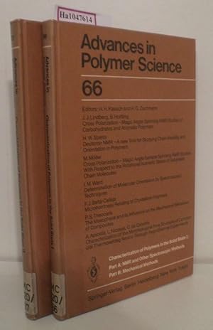 Bild des Verkufers fr Advances in Polymer Science, vol. 66/67. Characterization of Polymers in the Solid State I, part A: NMR and Other Spectrosopic Methods. Part B: Mechanical Methods. II: Synchroton Radiation, X-ray Scattering and Electron Microscopy. 2 Bde/2 vols. zum Verkauf von ralfs-buecherkiste