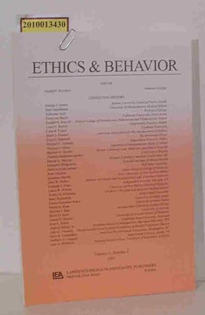 Bild des Verkufers fr Ethics and Behavior . Volume 11, Number 4, 2001 zum Verkauf von ralfs-buecherkiste