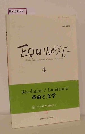 Imagen del vendedor de Revolution / Litterature. (= Equinoxe. Revue Internationale d'Etudes Francaises. 4). a la venta por ralfs-buecherkiste
