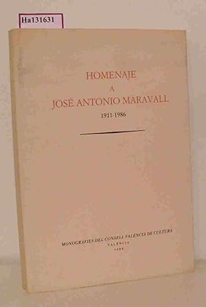 Imagen del vendedor de Homenaje a Jose Antonio Maravall 1911 - 1986. a la venta por ralfs-buecherkiste
