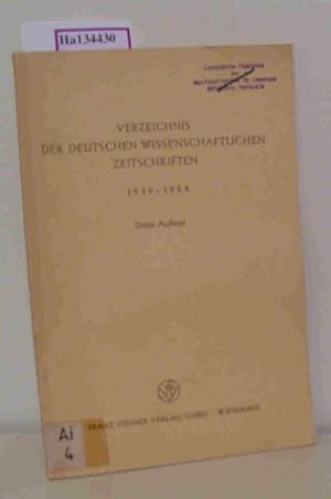 Bild des Verkufers fr Verzeichnis der deutschen wissenschaftlichen Zeitschriften 1939-1954. zum Verkauf von ralfs-buecherkiste