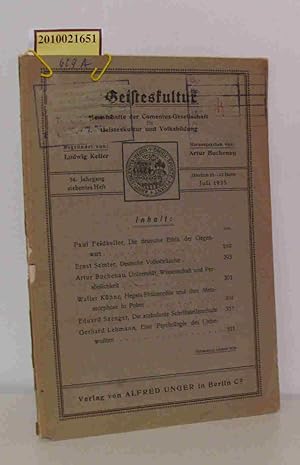 Seller image for Gesteskultur. Monatshefte der Comenius-Gesellschaft fr Geisteskultur und Volksbildung.34. Jahrgang siebentes Heft Juli 1925 for sale by ralfs-buecherkiste