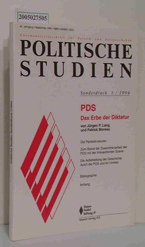 Bild des Verkufers fr Politische Studien Sonderdruck 1/1994 PDS Das Erbe der Diktatur zum Verkauf von ralfs-buecherkiste