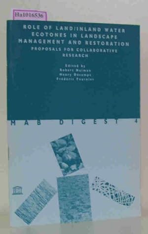 Bild des Verkufers fr The Role of Land/Inland Water Ecotones in Landscape Management and Restoration. A proposal for collaborative research. (=MAB Digest, no 4). zum Verkauf von ralfs-buecherkiste