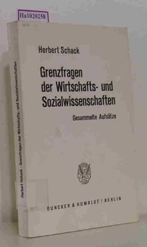 Seller image for Grenzfragen der Wirtschafts- und Sozialwissenschaften. for sale by ralfs-buecherkiste