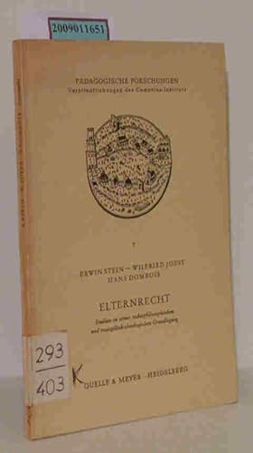 Seller image for Elternrecht Studien zu seiner rechtsphilosophischen und evangelisch-theologischen Grundlegung for sale by ralfs-buecherkiste