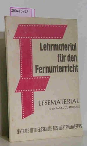 Imagen del vendedor de Lesematerial fr das Fach Kulturtheorie a la venta por ralfs-buecherkiste