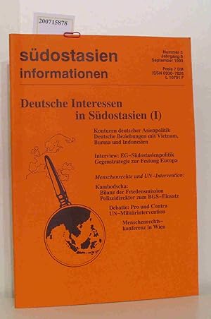 Immagine del venditore per Sdostasien Information Nr. 3, Jhrgang 9, Sept. 1993 Deutsche Interessen in Sdostasien (1) venduto da ralfs-buecherkiste
