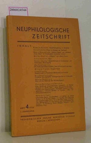 Bild des Verkufers fr Neuphilologische Zeitschrift Heft 4 / 1949 * 1. Jahrgang zum Verkauf von ralfs-buecherkiste