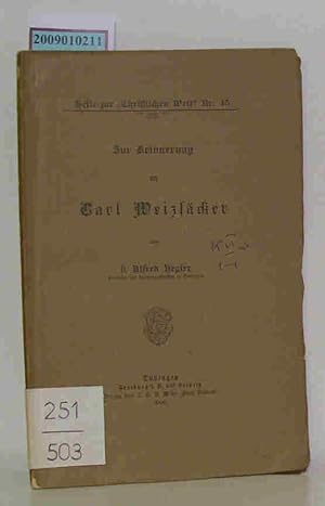 Imagen del vendedor de Sammelband: Hefte zur "Christlichen Welt". Heft Nr. 45: Zur Erinnerung an Carl Weizscker a la venta por ralfs-buecherkiste