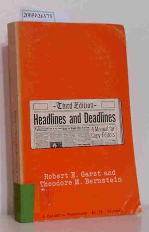 Imagen del vendedor de Headlines and Deadlines A Manual for Copy Editors a la venta por ralfs-buecherkiste
