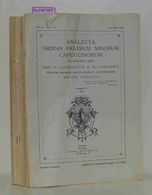 Seller image for Analecta Ordinis Fratrum Minorum Capuccinorum Vol. 75 - Fasc. 1-12 Jahrgang 1959 / 6 Ausgaben In Lucem Edita Iussu / R.Mi P. Clementis A Milwaukee - Fratrum Minorum Sancti Francisci Capuccinorum for sale by ralfs-buecherkiste