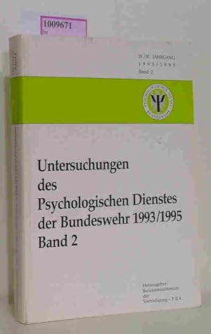 Seller image for Untersuchungen des Psychologischen Dienstes der Bundeswehr 1993/1995 Band 2 28./30. Jahrgang 1993/1995 Band 2 for sale by ralfs-buecherkiste