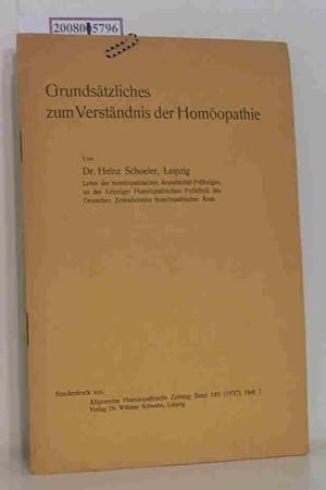 Imagen del vendedor de Grundstzliches zum Verstndnis der Homopathie Dr. Heinz Schoeler, Sonderdruck aus: Allg. Homopathische Zeitung Band 185 (1937), Heft 7 a la venta por ralfs-buecherkiste