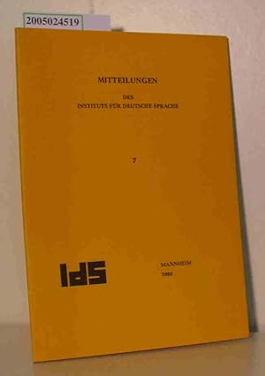 Bild des Verkufers fr Mitteilungen des Instituts fr deutsche Sprache 1980 zum Verkauf von ralfs-buecherkiste