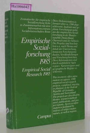 Imagen del vendedor de Empirische Sozialforschung 1985 / Empirical Social Research 1985 a la venta por ralfs-buecherkiste