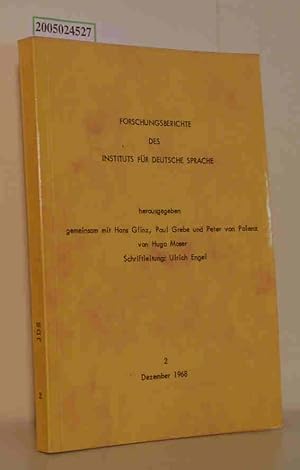 Imagen del vendedor de Forschungsberichte des Instituts fr deutsche Sprache Band 2 / Dezember 1968 a la venta por ralfs-buecherkiste