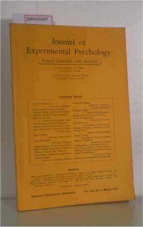 Seller image for Journal of Experimental Psychology Human learning and memory for sale by ralfs-buecherkiste