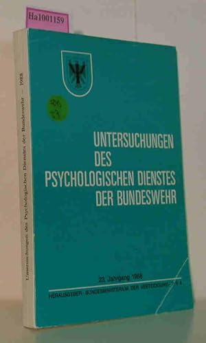 Seller image for Untersuchungen des Psychologischen Dienstes der Bundeswehr Wissenschaftliches Publikationsorgan des Psychologischen Dienstes der Bundeswehr. 23. Jahrgang (1988) for sale by ralfs-buecherkiste