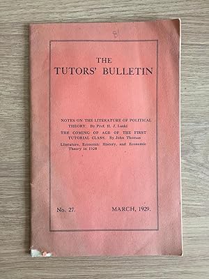 Seller image for THE TUTOR'S BULLETIN - Notes on the Literature of Political Theory for sale by Old Hall Bookshop, ABA ILAB PBFA BA