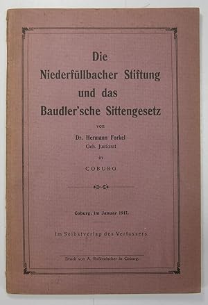 Image du vendeur pour Die Niederfllbacher Stiftung und das Baudler'sche Sittengesetz. mis en vente par Brbel Hoffmann