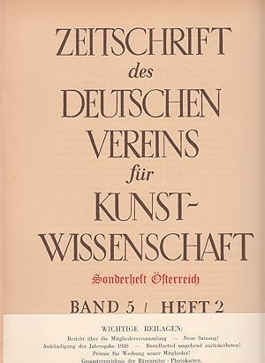 Bild des Verkufers fr Sonderheft sterreich. Zeitschrift des Deutschen Vereins fr Kunstwissenschaft Band 5. Heft 2 (1938) zum Verkauf von AMAHOFF- Bookstores