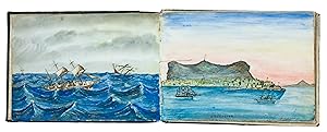 [Album of watercolours drawn aboard HMS Myrmidon].On board HMS Myrmidon, [1884-]1886[-1887]. Oblo...
