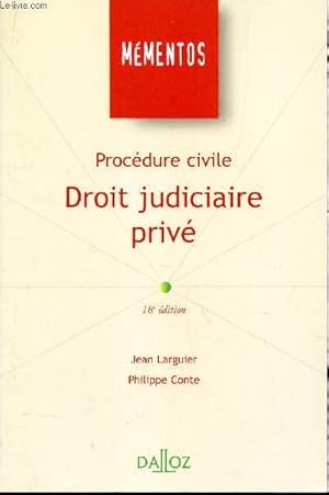 Image du vendeur pour PROCEDURES CIVILE - DROIT JUDICIAIRE PRIVE. mis en vente par Le-Livre