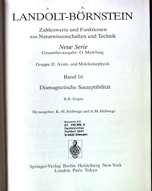 Seller image for Zahlenwerte und Funktionen aus Naturwissenschaften und Technik; N.S., Gruppe 2,, Atom- und Molekularphysik. Bd. 16., Diamagnetische Suszeptibilitt for sale by books4less (Versandantiquariat Petra Gros GmbH & Co. KG)