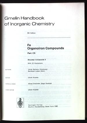 Bild des Verkufers fr Gmelin-Handbuch der anorganischen Chemie; Fe.Organoiron compounds. / Pt. C. / 5. Binuclear compounds : 5 zum Verkauf von books4less (Versandantiquariat Petra Gros GmbH & Co. KG)