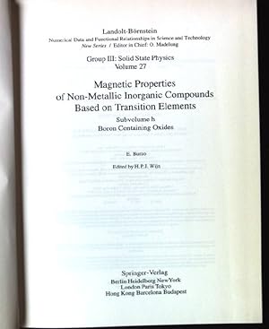 Seller image for Magnetic properties of non-metallic inorganic compounds based on transition elements; Teil: Subvol. h., Boron containing oxides for sale by books4less (Versandantiquariat Petra Gros GmbH & Co. KG)