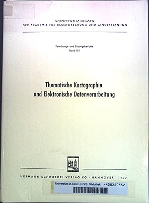 Imagen del vendedor de Thematische Kartographie und elektronische Datenverarbeitung. Verffentlichungen der Akademie fr Raumforschung und Landesplanung; Bd. 115. + 1 Karte im Anhang. a la venta por books4less (Versandantiquariat Petra Gros GmbH & Co. KG)