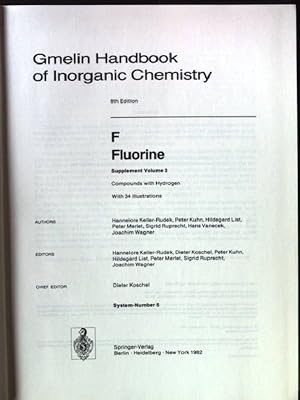 Imagen del vendedor de Gmelin-Handbuch der anorganischen Chemie; F : Fluorine. Suppl. / Vol. 3. Compounds with hydrogen a la venta por books4less (Versandantiquariat Petra Gros GmbH & Co. KG)