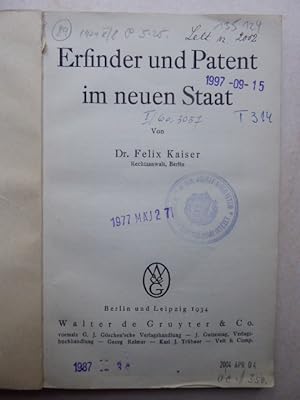 Erfinder und Patent im neuen Staat.