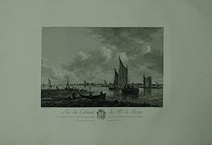 Bild des Verkufers fr Flulandschaft mit mehreren Segelschiffen. Radierung von Le Grand nach dem Gemlde von Goyen. Unten mit Beschriftung "Tire du Cabinet de Mr. le Brun". zum Verkauf von Antiquariat  Braun