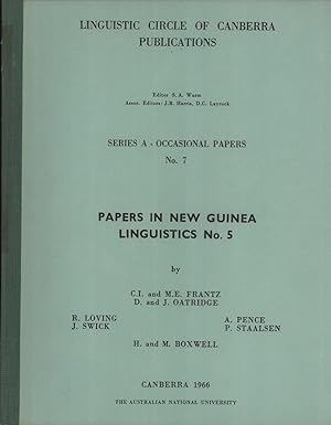 Imagen del vendedor de Papers in New Guinea Linguistics No. 5 (Linguistic Circle of Canberra, Series A - Occasional Papers, 7) a la venta por Masalai Press