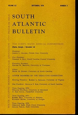 Seller image for South Atlantic Bulletin Volume XLI. No. 3: September, 1976 for sale by Dorley House Books, Inc.