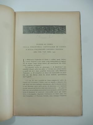 Bild des Verkufers fr Notizie su codici della biblioteca capitolare di Chieti e sulla collezione canonica teatina del Cod. Vat. Reg. 1997 zum Verkauf von Coenobium Libreria antiquaria