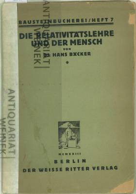 Seller image for Die Relativittslehre und der Mensch. for sale by Antiquariat Weinek