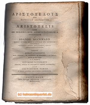 Aristotelous peri thaumasion akousmaton [graece]. Aristotelis liber de mirabilibus auscultationib...