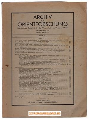 Archiv für Orientforschung. Internationale Zeitschrift für die Wissenschaft vom Vorderen Orient h...